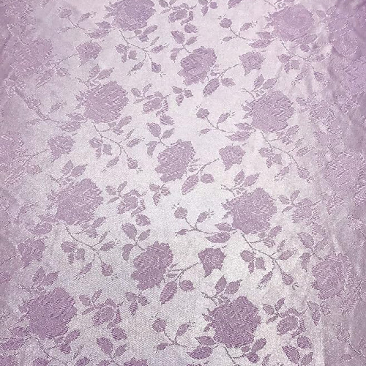 1 Yard Lavender Rose Floral Jacquard Satin 60/59″ Width 100% Polyester